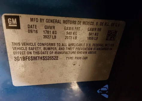 2017 Chevrolet Cruze Premier Auto z USA, uszkodzony, nr VIN 3G1BF6SM7HS526522